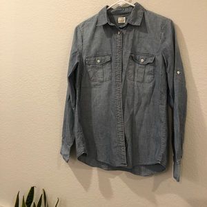 J. Crew Button Up Collared Chambray Shirt